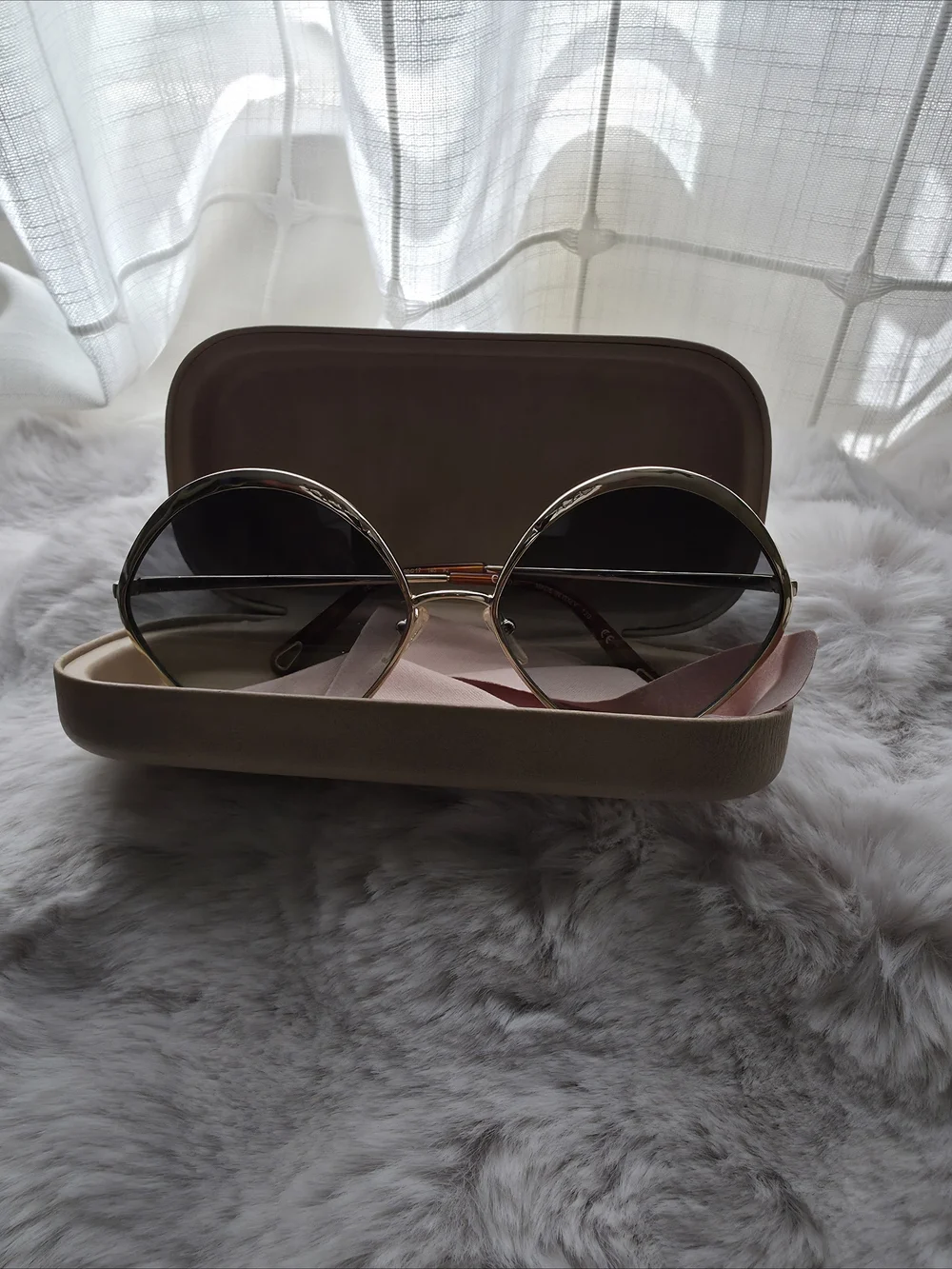 Chloe Gold-Tone Round Sunglasses with Black Lenses